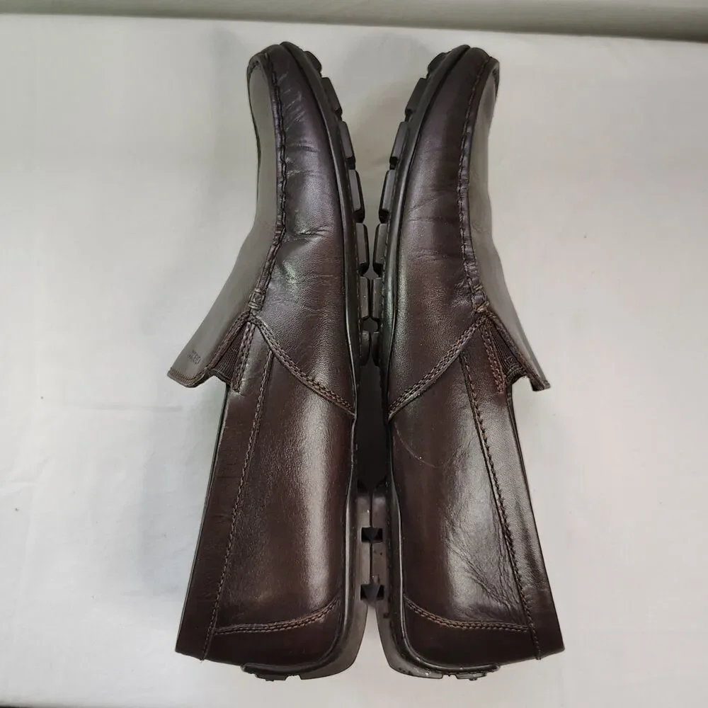 GEOX Men’s Brown Leather Slip On Loafers Breathes Size EU 43 Comfort Shoes
